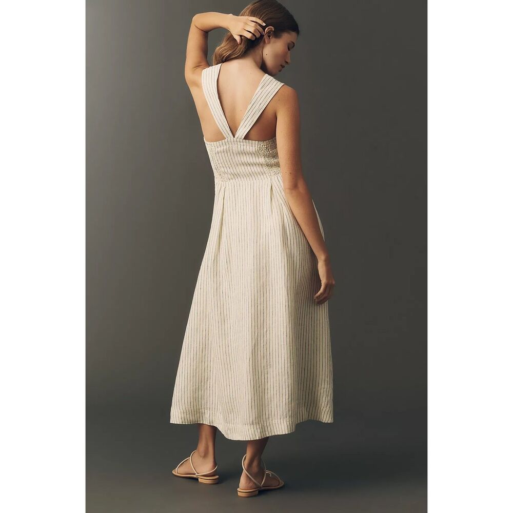 New Anthropologie Maeve 100% European Linen Sleeveless Midi Dress Size XS - Picture 2 of 9